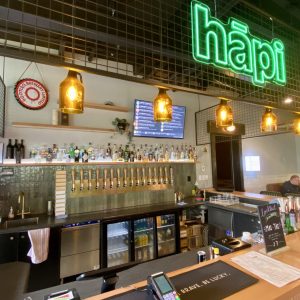 Hapi Cocktail & Wine Bar signage at Made Market, Hamilton