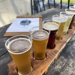 Crafty Trout Brewing beer flight diagonal