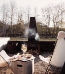 The round tent raglan glamping fireplace