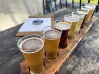Crafty Trout Brewing beer flight diagonal
