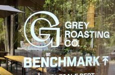 Grey Roasting Co window signage - Made Hamilton, New Zealand